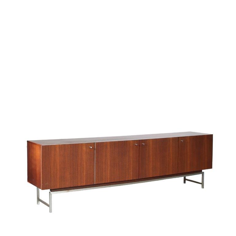 2301 1 (16) m26597 1960s Large wooden sideboard with chrome details Günter and Horst Brechtmann Fristho, Netherlands