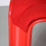 m26098-9 1970s Red plastic easy chair with seperate cushion and new upholstery, model 300 Pierre Paulin Artifort, Netherlands