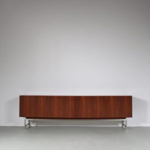 m26597 1960s Large wooden sideboard with chrome details / Günter and Horst Brechtmann / Fristho, Netherlands
