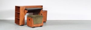 Colonial Haagse School Desk with Stool, Indonesia 1930