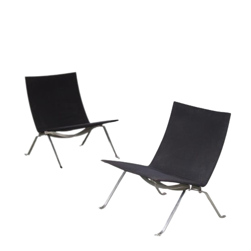 Pair of PK22 Chairs by Poul Kjaerholm for Fritz Hansen, Denmark 2010