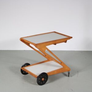 m26946 1950s Birch with white laminated trolley model Mobilo PE03 Cees Braakman Pastoe, Netherlands