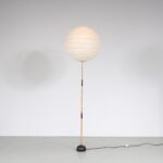 L5146 1950s Akari Floor lamp in cast iron with bamboo base and paper hood Isamu Noguchi Ozeki & Co, Japan