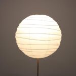 L5146 1950s Akari Floor lamp in cast iron with bamboo base and paper hood Isamu Noguchi Ozeki & Co, Japan