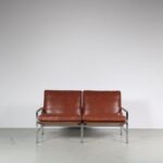 m27100 1960s 2-Seater sofa on chrome metal base with new leather uphostery, model FK6720 Fabricius & Kastholm Kill International, Germany