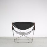 INC166 1960s Butterfly chair model F675 in chrome metal with saddle leather Pierer Paulin Artifort, Netherlands