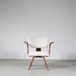 m27104-07 1950s Easy chair on teak plywood base with new upholstery Cor Alons De Boer Gouda, Netherlands