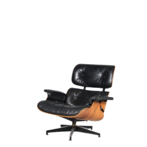 m27443 1970s Lounge chair with rosewooden shells and black leather upholstery / Charles & Ray Eames / Herman Miller, USA