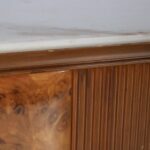 m27428 1950s Large sideboard in burlwood with bras and marble Fratelli Turri, Italy