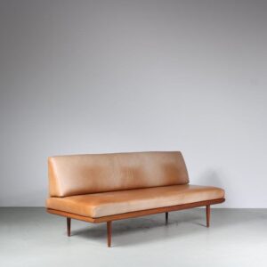 m27516 1950s Sofa in teak with brown leather upholstery Peter Hvidt & Orla Mølgaard France & Son, Denmark