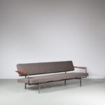 m27391 1960s Sleeping sofa with wooden armrests and new upholstery Rob Parry Gelderland, Netherlands