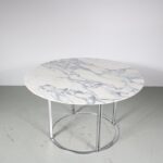 m27538 1960s Round dining table on chrome metal base with marble top Horst Brüning Kill, Germany