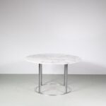 m27538 1960s Round dining table on chrome metal base with marble top Horst Brüning Kill, Germany