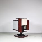 m27511 1960s Dark brown wooden swivel book case and hi-fi cabinet Claudio Salocchi Sormani, Italy