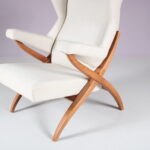 m27507 1970s Easy chair model Fiorenza in wood with new upholstery Franco Albini Arflex, Italy