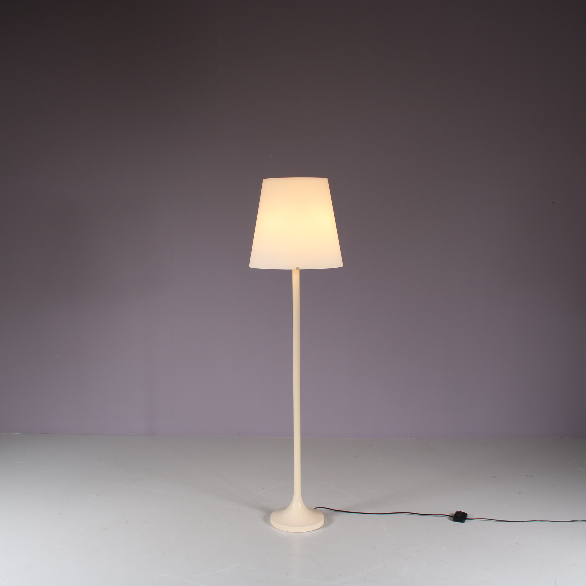 L5333 1970s White plastic with milk glass hood floor lamp Max Ingrand Fontana Arte, Italy