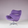2406 1 (88) m27585 1970s Space Age easy chair on chrome swivel base with new upholstery / Enrico Walles / Romefa, Netherlands