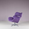 2406 1 (88) m27585 1970s Space Age easy chair on chrome swivel base with new upholstery / Enrico Walles / Romefa, Netherlands