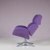 2406 1 (88) m27585 1970s Space Age easy chair on chrome swivel base with new upholstery / Enrico Walles / Romefa, Netherlands