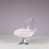 INC187 1970s Lounge chair in plexiglass on metal base with fabric upholstery Michel Pigneres, France