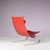 m27751 1970s Easy chair model PK20 on chrome metal with red leather upholstery / Poul Kjaerholm / Kold Christensen, Denmark