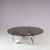 m27776 1960s "Snake" Coffee table in chrome with smoked glass top / Knut Hesterberg / Ronald Schmitt, Germany