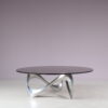 m27776 1960s "Snake" Coffee table in chrome with smoked glass top / Knut Hesterberg / Ronald Schmitt, Germany