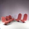 m27967-9 1970s Lowback 1-2-3 lounge chair in tufted leather Verner Panton Fritz Hansen, Denmark