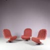 m27967-9 1970s Lowback 1-2-3 lounge chair in tufted leather Verner Panton Fritz Hansen, Denmark