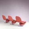 m27967-9 1970s Lowback 1-2-3 lounge chair in tufted leather Verner Panton Fritz Hansen, Denmark