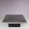m27970 1970s Square coffee table on wooden base with metal etched top / Heinz Lilienthal / Germany