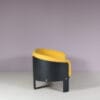 m27977 1970s 2-Seater sofa BZ48, black plywood with new fabric upholstery Hans Ell Spectrum, Netherlands