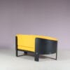 m27977 1970s 2-Seater sofa BZ48, black plywood with new fabric upholstery Hans Ell Spectrum, Netherlands