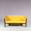 m27977 1970s 2-Seater sofa BZ48, black plywood with new fabric upholstery Hans Ell Spectrum, Netherlands