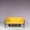 m27977 1970s 2-Seater sofa BZ48, black plywood with new fabric upholstery Hans Ell Spectrum, Netherlands