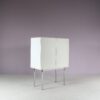 m27980 1960s White wooden graphic highboard on chrome metal base / Belgium
