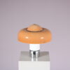 L5456 1970s Brumbury Table lamp in white metal and brown plastic shade Luigi Masonni Guzzini, Italy