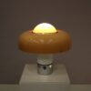 L5456 1970s Brumbury Table lamp in white metal and brown plastic shade Luigi Masonni Guzzini, Italy