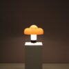 L5456 1970s Brumbury Table lamp in white metal and brown plastic shade Luigi Masonni Guzzini, Italy