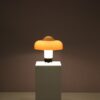L5456 1970s Brumbury Table lamp in white metal and brown plastic shade Luigi Masonni Guzzini, Italy