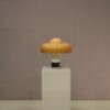 L5456 1970s Brumbury Table lamp in white metal and brown plastic shade Luigi Masonni Guzzini, Italy