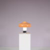 L5456 1970s Brumbury Table lamp in white metal and brown plastic shade Luigi Masonni Guzzini, Italy