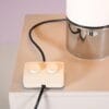 L5456 1970s Brumbury Table lamp in white metal and brown plastic shade Luigi Masonni Guzzini, Italy