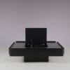m28116 1960s Caori coffee table in black wood with aluminium top Vico Magistretti Gavina, Italy
