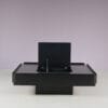 m28116 1960s Caori coffee table in black wood with aluminium top Vico Magistretti Gavina, Italy