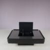 m28116 1960s Caori coffee table in black wood with aluminium top Vico Magistretti Gavina, Italy