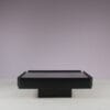m28116 1960s Caori coffee table in black wood with aluminium top Vico Magistretti Gavina, Italy