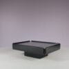 m28116 1960s Caori coffee table in black wood with aluminium top Vico Magistretti Gavina, Italy