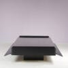 m28116 1960s Caori coffee table in black wood with aluminium top Vico Magistretti Gavina, Italy