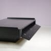 m28116 1960s Caori coffee table in black wood with aluminium top Vico Magistretti Gavina, Italy